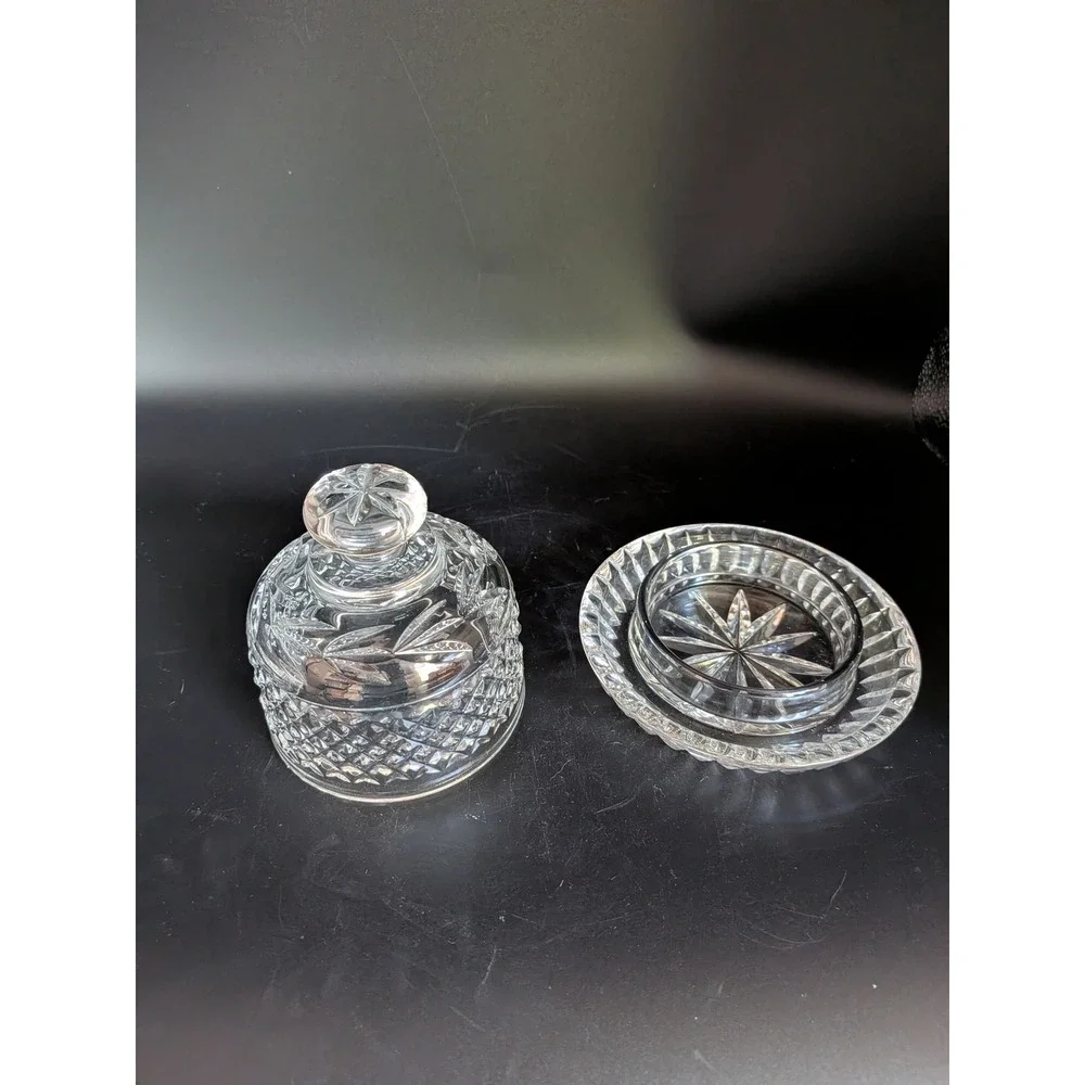 Vintage Galway Irish Crystal Butter Dish Diamond Cut
